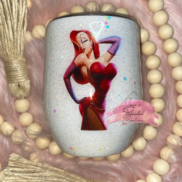 Custom Jessica Rabbit Glittered Wine Tumbler