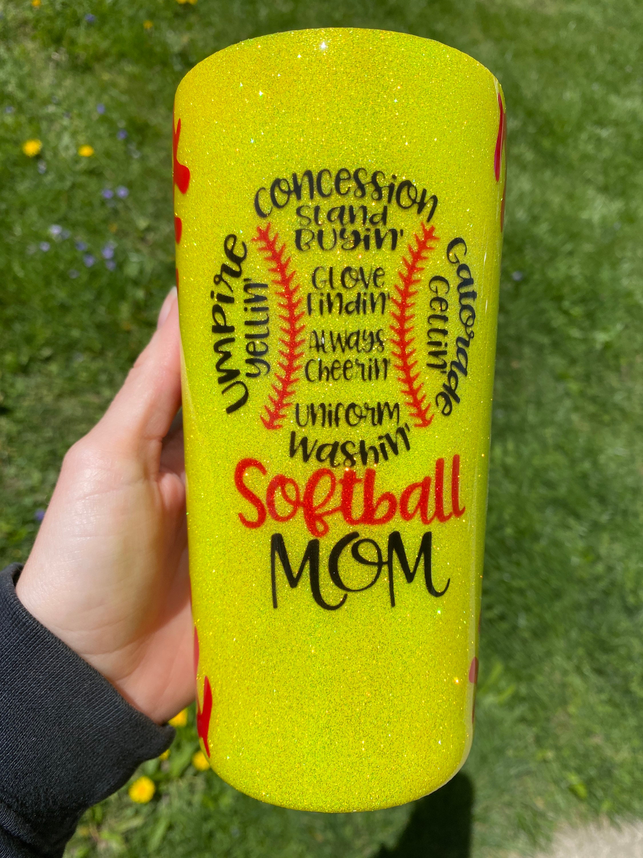 Custom Personalized Glittered Softball Mom tumbler with Photo Etsy