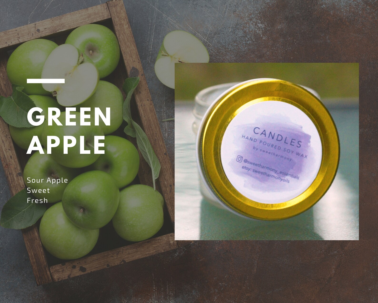 4 Oz Candle Green Apple Scented 100 Soy Wax Candle Etsy UK