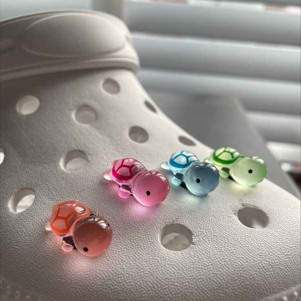 Epoxy Turtle Croc Charms - Ocean-Inspired Shoe Accessory for Kids and Adults - 4 Pack