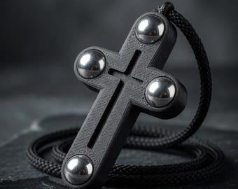 Cross Pendant Fidget Necklace - Anxiety Worry Focus Relax Stress Relief Roller Ball Fidget