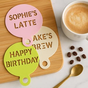 Personalised Coffee Stencil - Logo Or Slogan Custom Coffee Stencil - Free Shipping