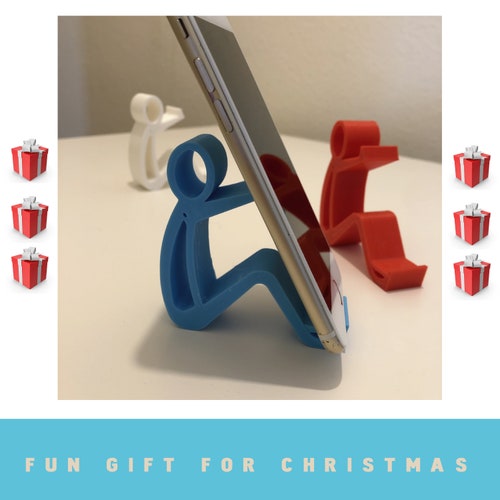 Soporte para teléfono con forma de figura de palitos - Regalo navideño hecho a mano