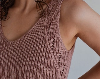 Sahara Top Knitting Pattern: Ribbed Lace Summer Top (PDF Download)