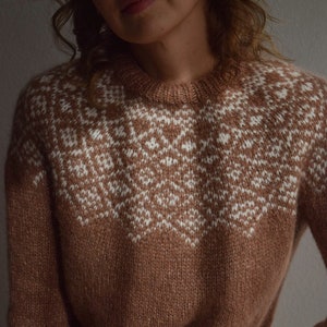 Chalet Sweater knitting design knitwear pattern stranded colorwork sweater fair isle icelandic knit jumper diy PDF tutorial
