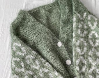 Lisse Cardigan Knitting Pattern: Mohair Colorwork Balloon Sleeves (PDF Pattern)