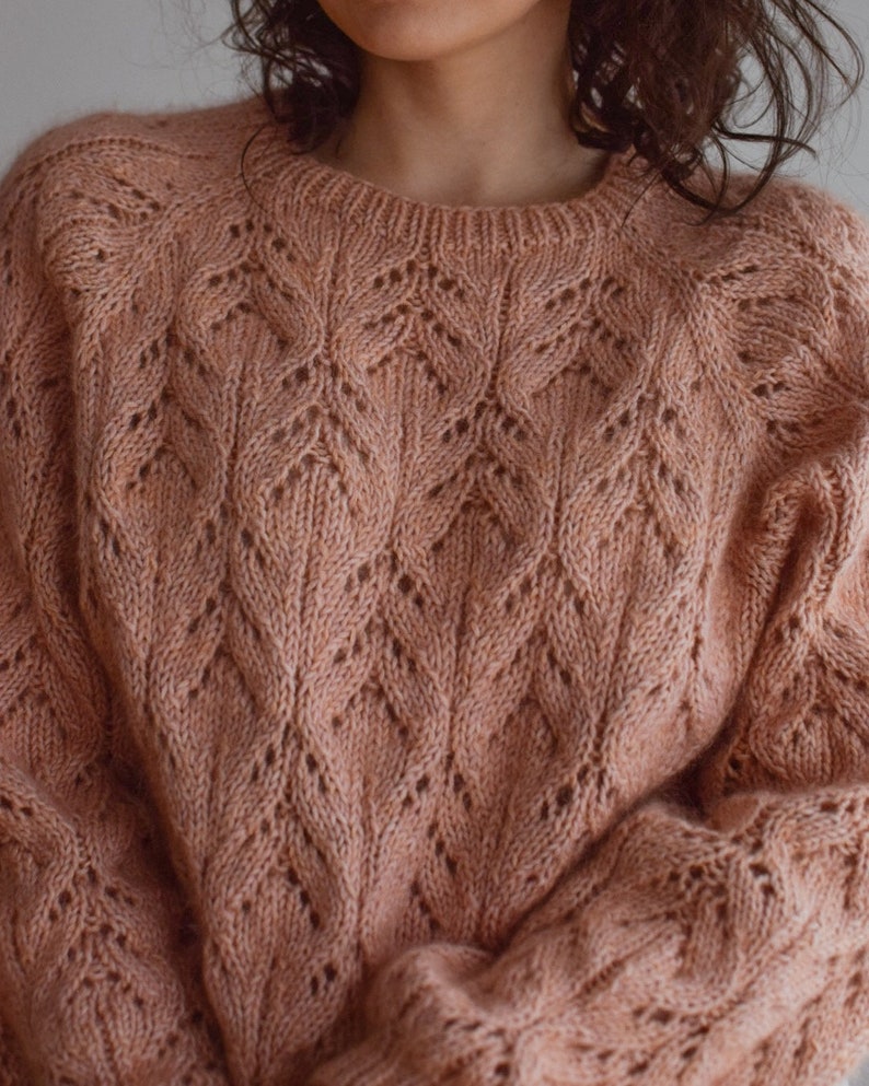 Rosental Sweater knitting pattern design PDF tutorial Lace Kid Silk Mohair sweater knitwear jumper download in English image 6