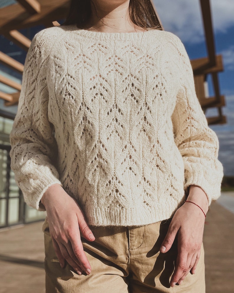 Rosental Sweater knitting pattern design PDF tutorial Lace Kid Silk Mohair sweater knitwear jumper download in English image 5