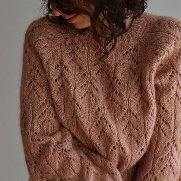 Rosental Sweater knitting pattern design PDF tutorial Lace Kid Silk Mohair sweater knitwear jumper download in English