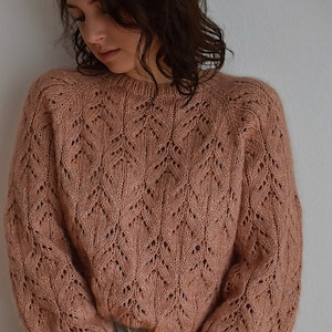 Rosental Sweater knitting pattern design PDF tutorial Lace Kid Silk Mohair sweater knitwear jumper download in English image 3