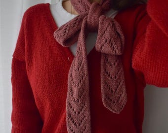 Lacepath Scarf knitting pattern lace elegant long scarf tutorial, knit design accessory, beginner friendly