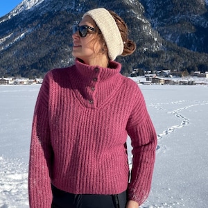 Tutorial de patrón de tejido en PDF para suéter Alps, diseño de prendas de punto, suéter texturizado de gran tamaño.