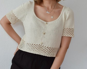 Normandie Tee Knitting Pattern: Square Neck Summer Top (PDF Pattern)
