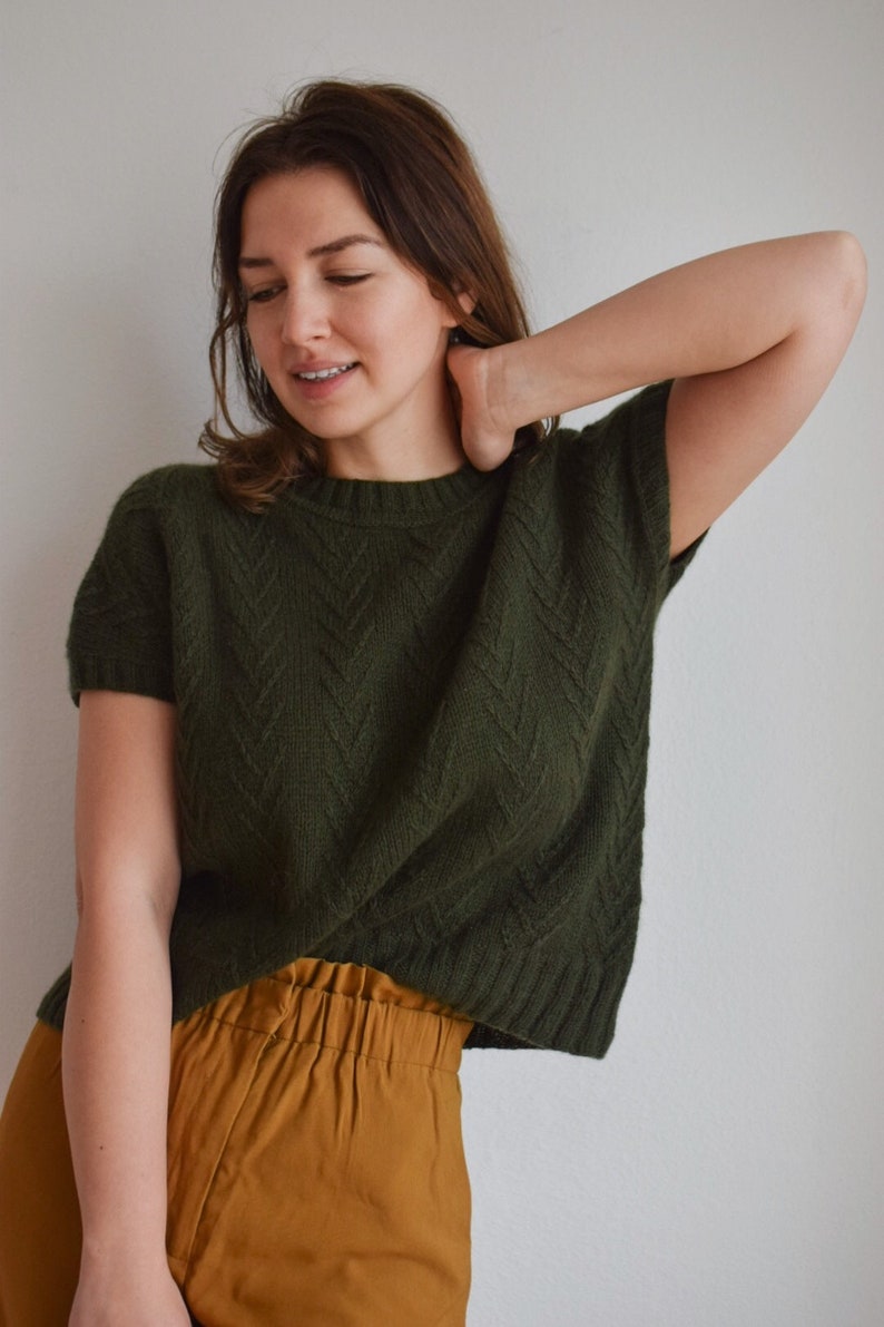 LIANA sweater PDF knitting pattern design knit turtleneck tutorial oversize jumper vest knitted DIY modern knitwear digital download image 9