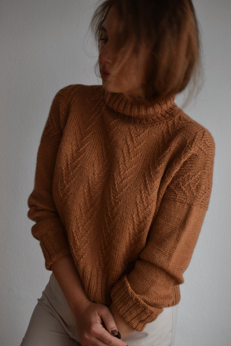 LIANA sweater PDF knitting pattern design knit turtleneck tutorial oversize jumper vest knitted DIY modern knitwear digital download image 6
