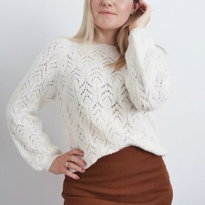 Rosental Sweater knitting pattern design PDF tutorial Lace Kid Silk Mohair sweater knitwear jumper download in English image 9