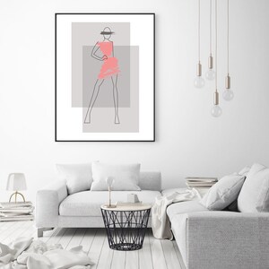 Abstrakte Frau in rosa Kleid Kunstdruck (Digital Download)