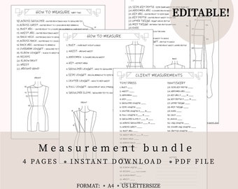 Measurement bundle. Client measurements. How to measure. Editable!  Click for more details!