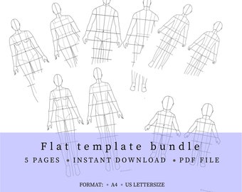 Plantillas planas de moda, plantilla plana técnica. Imprimible. ¡Descarga instantánea! ¡Haga clic para más detalles!