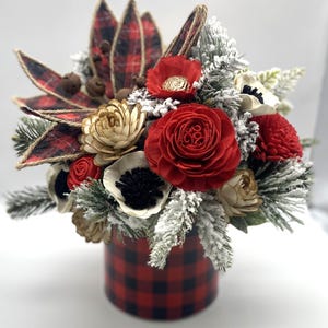 Sola Wood Flower Buffalo Check Winter Arrangement