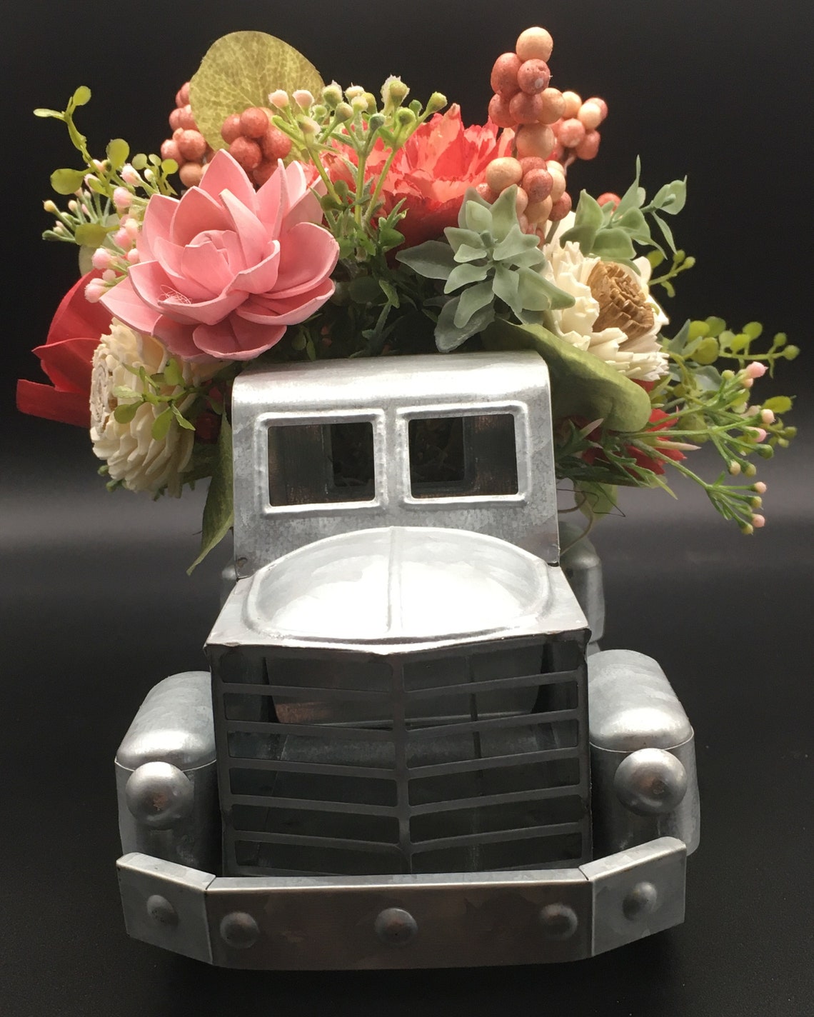 Metal Truck Planter with Sola Wood Flowers ON SALE Etsy