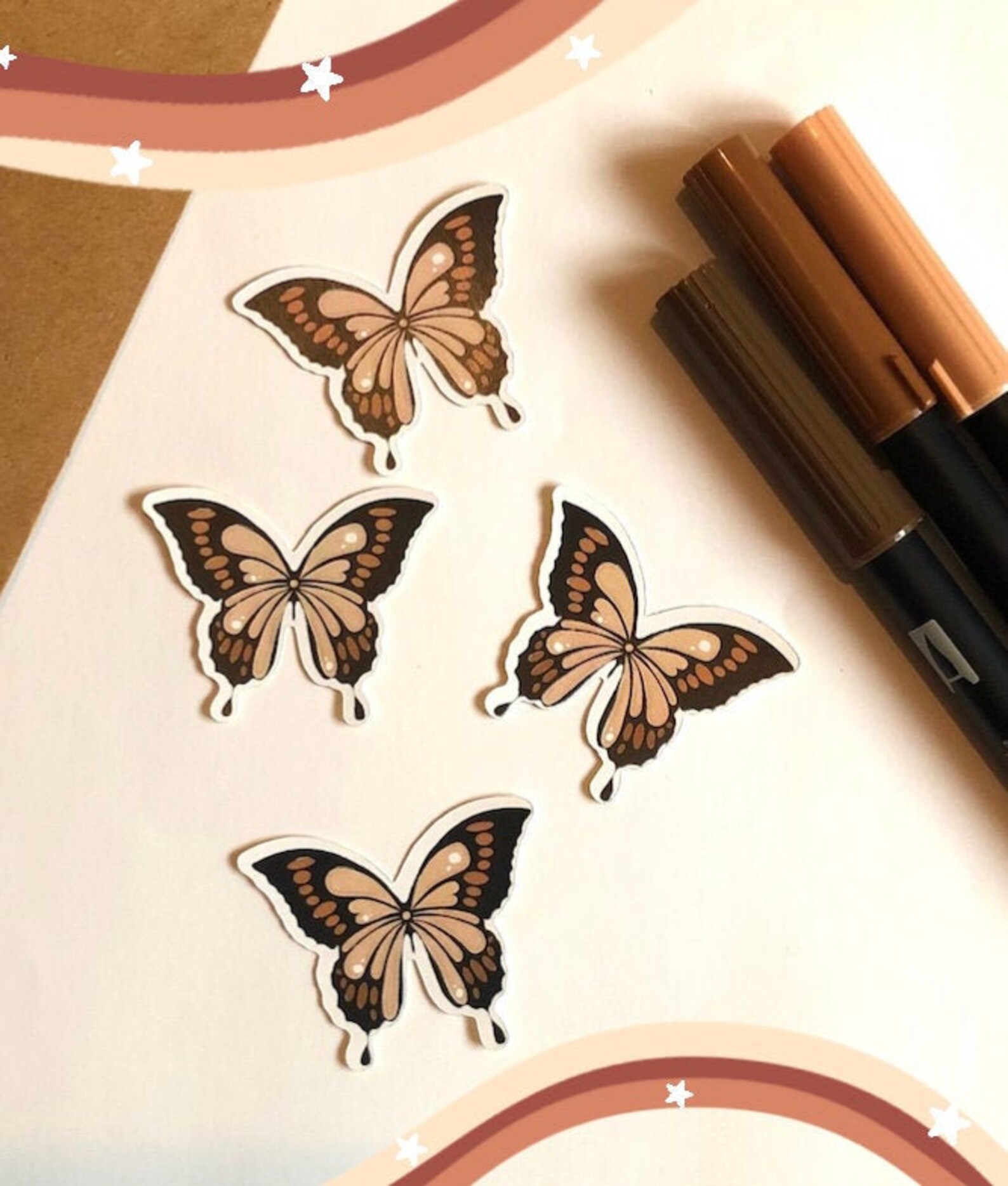 Aesthetic Brown and Beige Butterfly Etsy