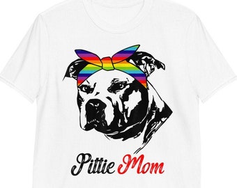 Free Shipping! Pit Bull Mom Short-Sleeve Unisex T-Shirt - bully breed pitty nature dog lover art quote shirt bow Christmas
