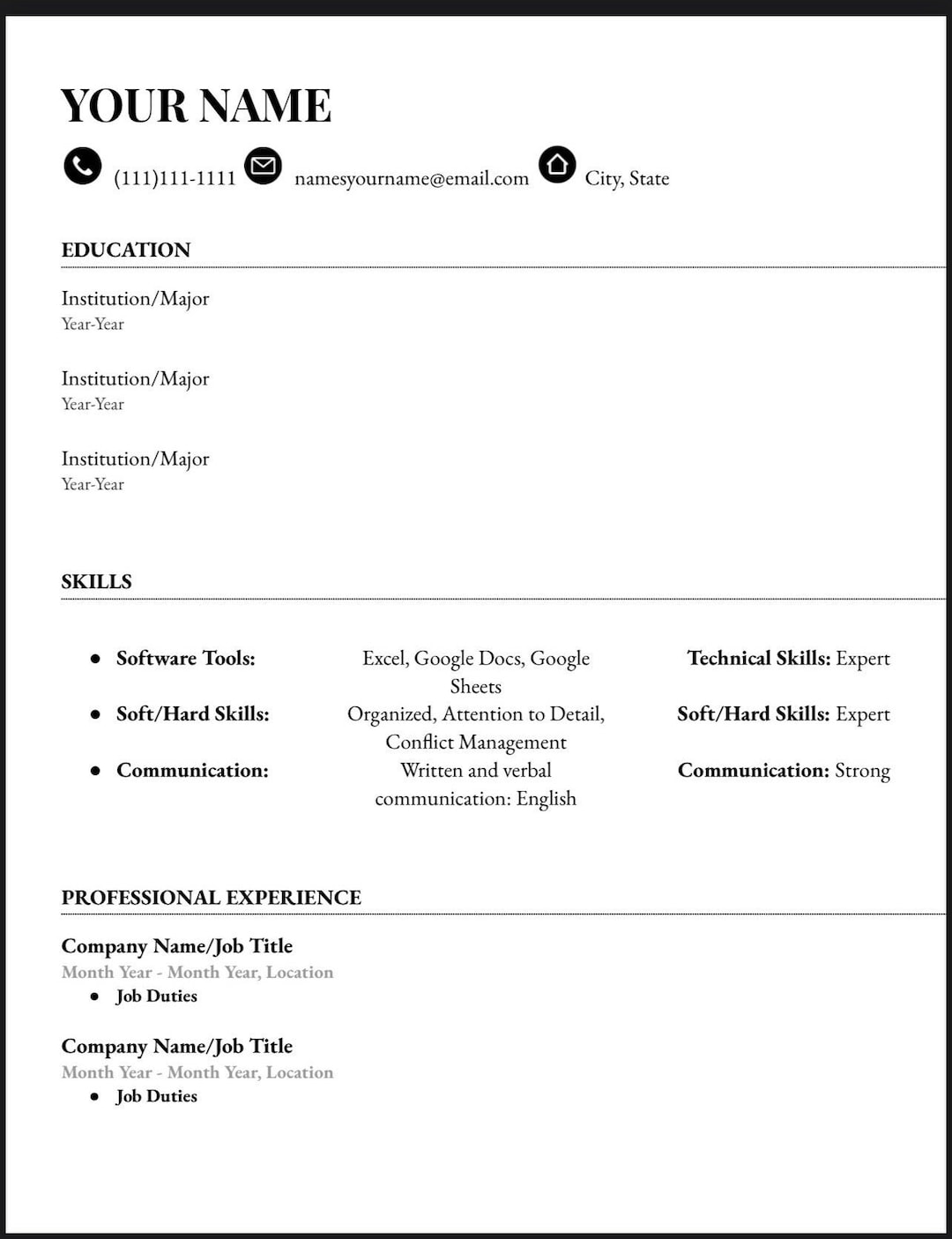 Resume Template Etsy Resume Template Etsy