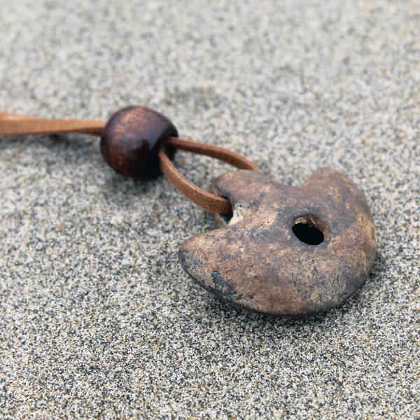 Shamanic Necklace Whistle Axe Shaped made of Clay For Shamanic Ceremony and Calling the Ancestors Spirits