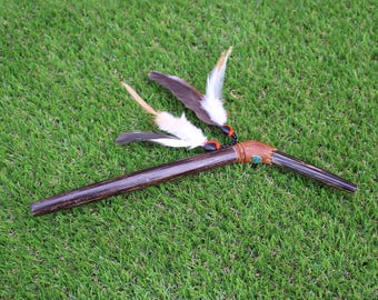 CHONTA TEPI with Peruvian Turquoise and Domestic Feather