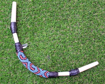 Bone Tepi Applicator: Shipibo Beads, Peruvian Turquoise & Clear Quartz
