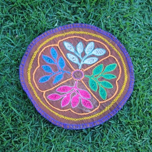 Shipibo Altar Cloth made by Shipibo Female Shaman | 25 cm in diameter  | Traditional Shipibo Embroidery | Ayahuasca vision