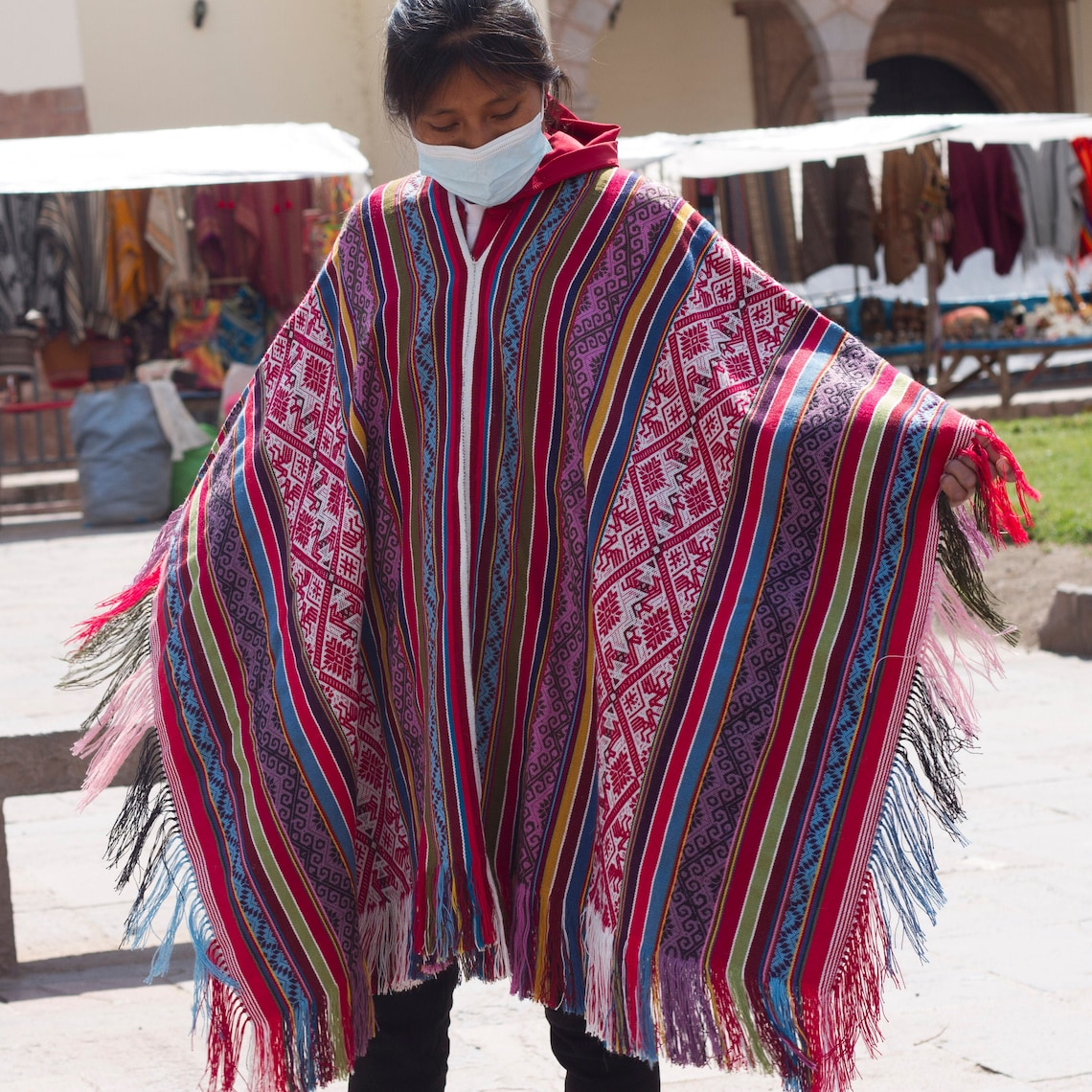 Native American Alpaca Poncho From Peru Unisex Use Machine | Etsy