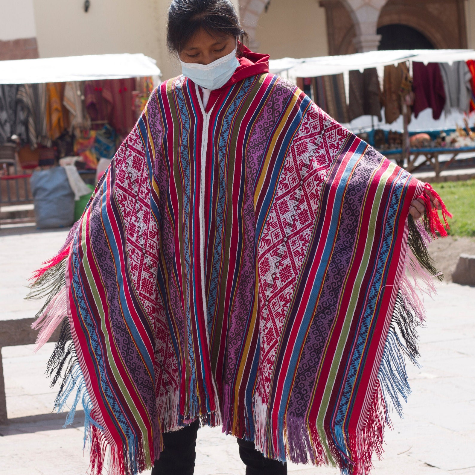 Native American Alpaca Poncho From Peru Unisex Use Machine | Etsy