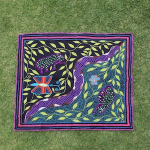 Shipibo Altar Cloth made by Shipibo Female Shaman | 74 cm x 68 cm | Traditional Shipibo Embroidery