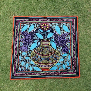 Shipibo Altar Cloth made by Shipibo Female Shaman | 72 cm x 70 cm | Traditional Shipibo Embroidery
