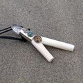 Bone Necklace Kuripe Self Applicator | Decorated with Clear Quartz, Aya Vine and Peruvian Turquoise Stone