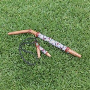 Algarrobo Kuripe Tepi Set: Shipibo Fabric, Peruvian Turquoise- Necklace