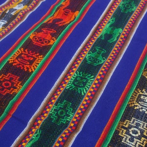 Traditional Andean Pattern Knitted Textile From Sacred Valley - Peru | Made of Sheep Wool and Cotton | Bohemian Fabric 114 cm x 106 cm