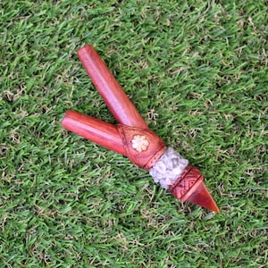 Unique Kuripe ~ Kuripi Self Applicator made of Palo Sangre | Decorated with a piece of Aya Vine and Red Jade