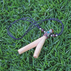 Necklace Kuripe Self Applicator | Made of Palo Santo | Decorated with Citrine and Peruvian Turquoise