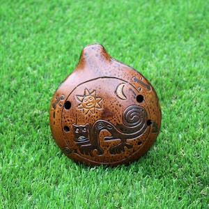 Ocarina Flute made of Ceramic Clay Handmade Handpainted Andes Instrument  For  Ceremony and Calling the Ancestors Spirits