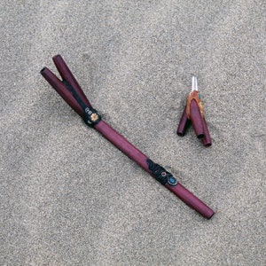 Double Nostril Rose Wood Kuripe Tepi Set: Peruvian Turquoise, Aya Vine