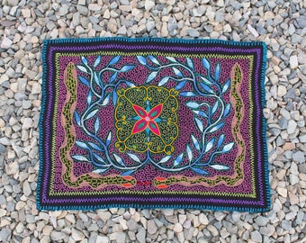 Shipibo Altar Cloth made by Shipibo Female Shaman | 74 cm x 54 cm | Shipibo Embroidery