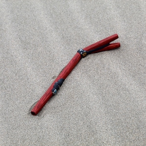 Double Nose Tepi Applicator made of Palo Sangre | Decorate Turquoise stone, A piece of Aya Vine and Snake relief
