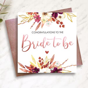 Célébration, Salutation, Carte de future mariée, Félicitations, EVJF, Shower nuptiale, Jour du mariage, Fiançailles, Argent, Or, Feuille d'or rose