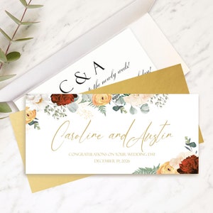 Wedding Day Card, Money Card, Linen Anniversary, Greeting Card, Congratulations, Personalized Card, newly weds, Mr & Mrs, Bride and Groom