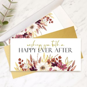 Carte de mariage, enveloppe, carte-cadeau porte-monnaie, carte botanique, félicitations d'anniversaire personnalisées, cadeau de mariage pour M. et Mme