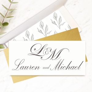 Elegant Monogram Wedding Day Card, Gift Card, Money Card, Engagement Card, Anniversary Card, Congratulations Card, Personalized Card