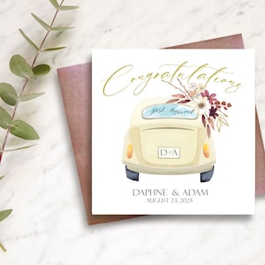 Just married card, Wedding card, happily ever after, newly weds, Bride and groom, Wedding Day Card, Couples Names Card, personalized card